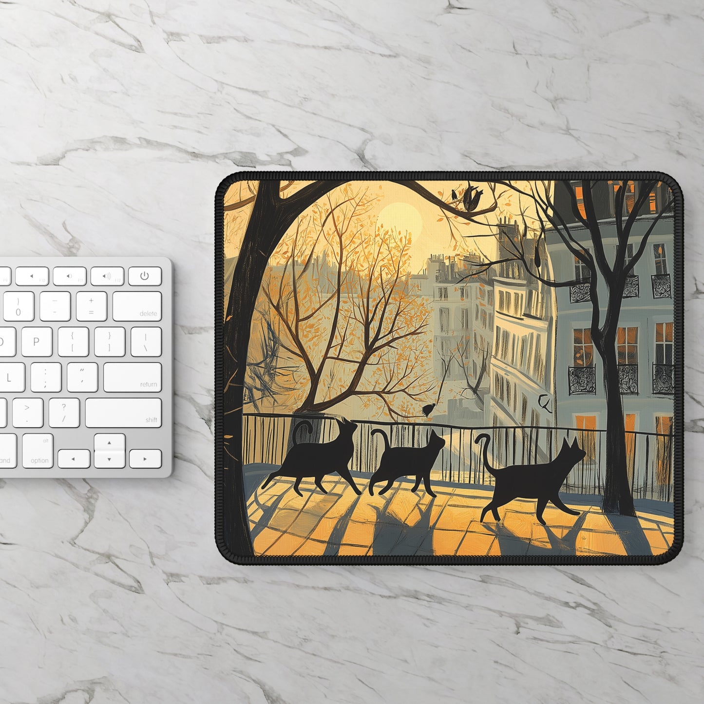 Cat Silhouette Gaming Mouse Pad - Cozy Workspace Decor, Ideal for Gamers, Cat Lovers, Home Offices, Gifts