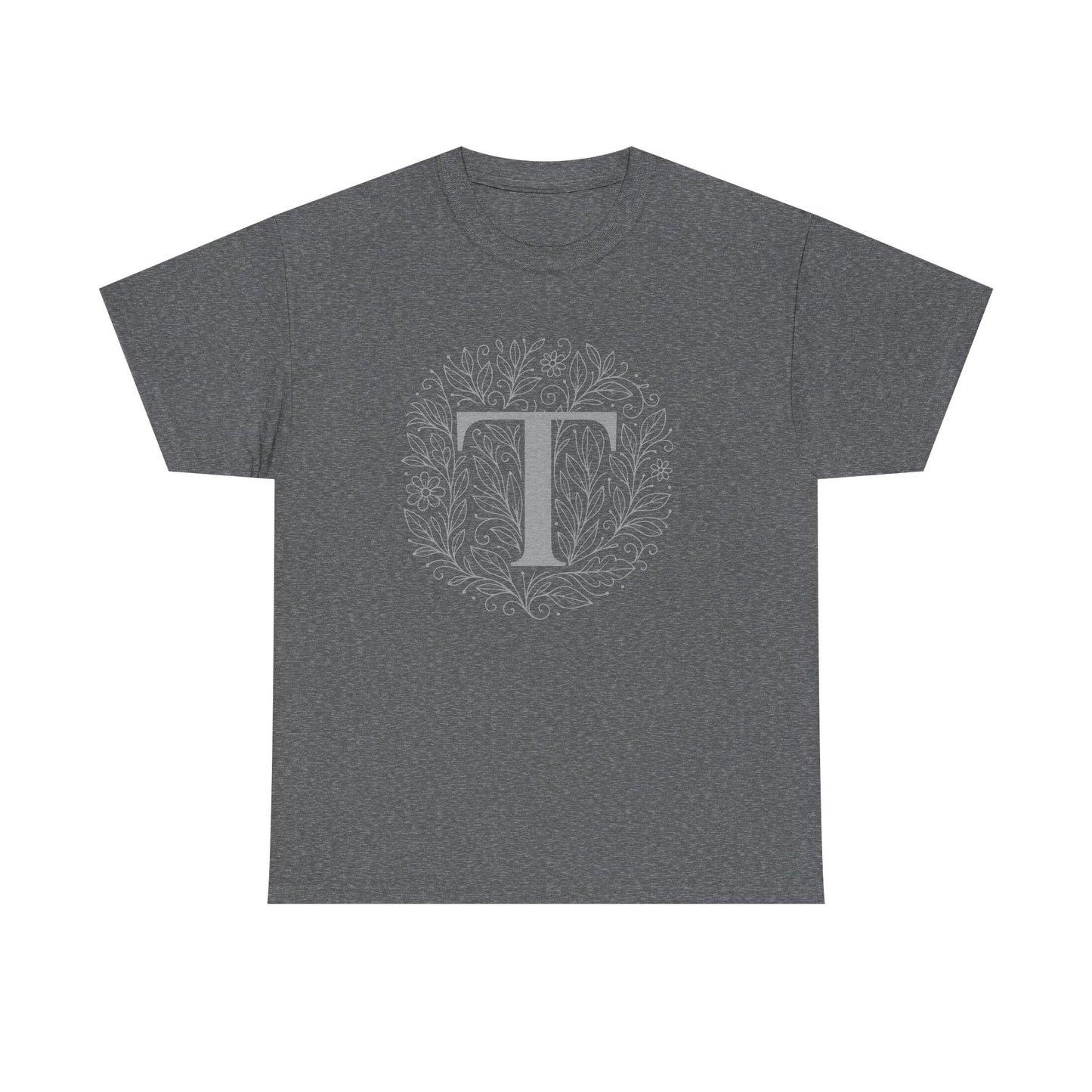 Personalized Initial T, Unisex Heavy Cotton Tee, Custom Graphic T-Shirt, Gifts for Her, Birthday, Casual Wear, Women's Fashion