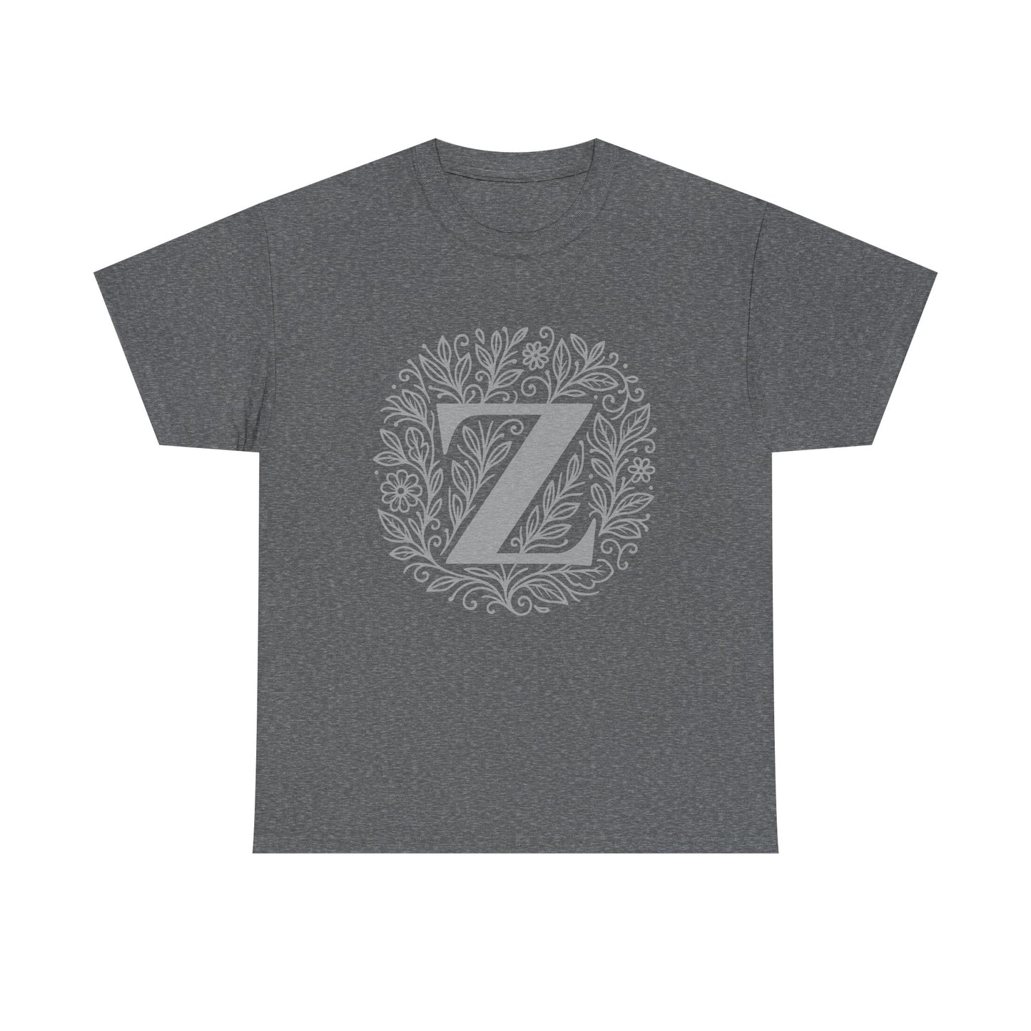 Personalized Initial Z, Unisex Heavy Cotton Tee, Custom Graphic T-Shirt, Gifts for Her, Birthday, Casual Wear, Women's Fashion