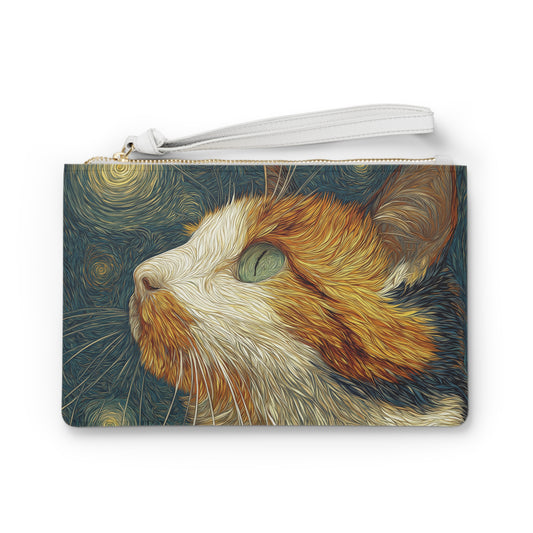 Artistic Cat Clutch Bag – Cat Lover Gift, Cute Travel Pouch, Unique Cosmetic Case, Handmade Pet Accessory & Handbag
