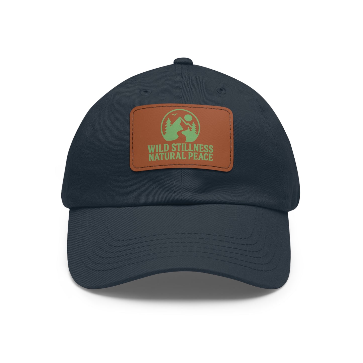 Leather Patch Dad Hat - Wild Stillness, Casual Style for Outdoor Lovers, Gifts for Dad, Unique Father's Day Hat, Nature-Themed Cap