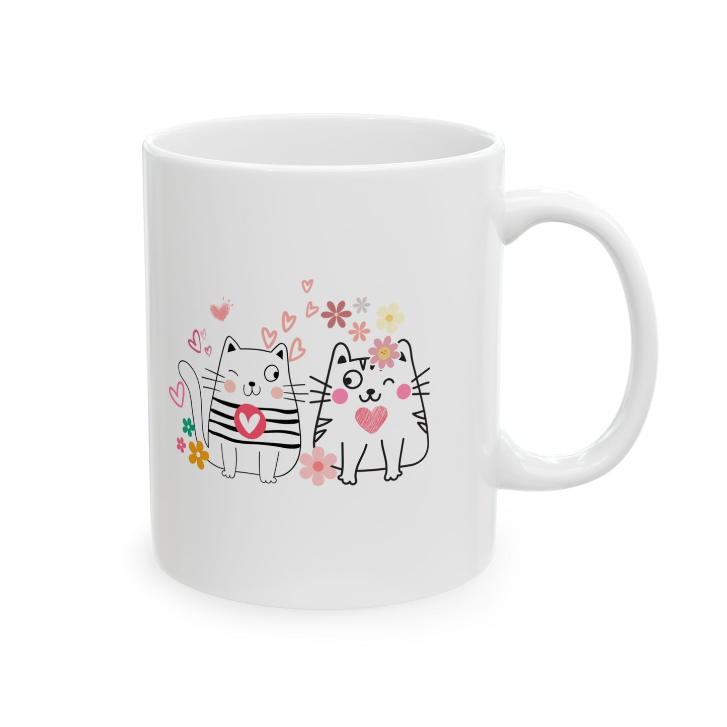 Cat Lover Coffee Mug Cute Ceramic Cup, Gift for Cat Owners (11oz/15oz)