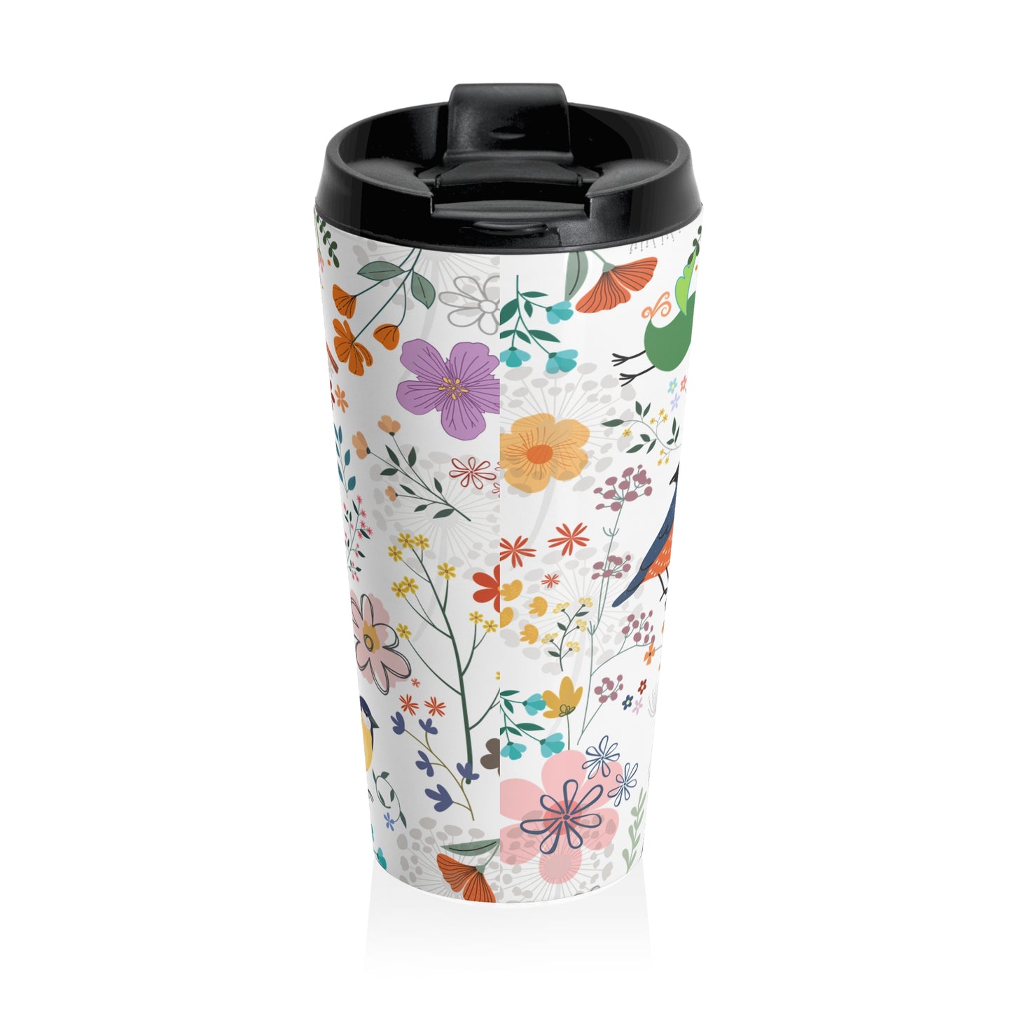 Floral Stainless Steel Travel Mug – Eco-Friendly Coffee Tumbler, Nature Lover Gift, Spring Drinkware for Outdoor Adventures