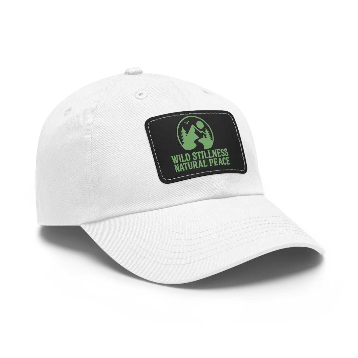 Leather Patch Dad Hat - Wild Stillness, Casual Style for Outdoor Lovers, Gifts for Dad, Unique Father's Day Hat, Nature-Themed Cap