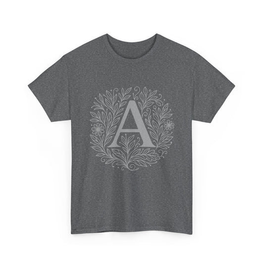 Personalized Initial A, Unisex Heavy Cotton Tee, Custom Graphic T-Shirt, Gifts for Her, Birthday, Casual Wear, Women's Fashion