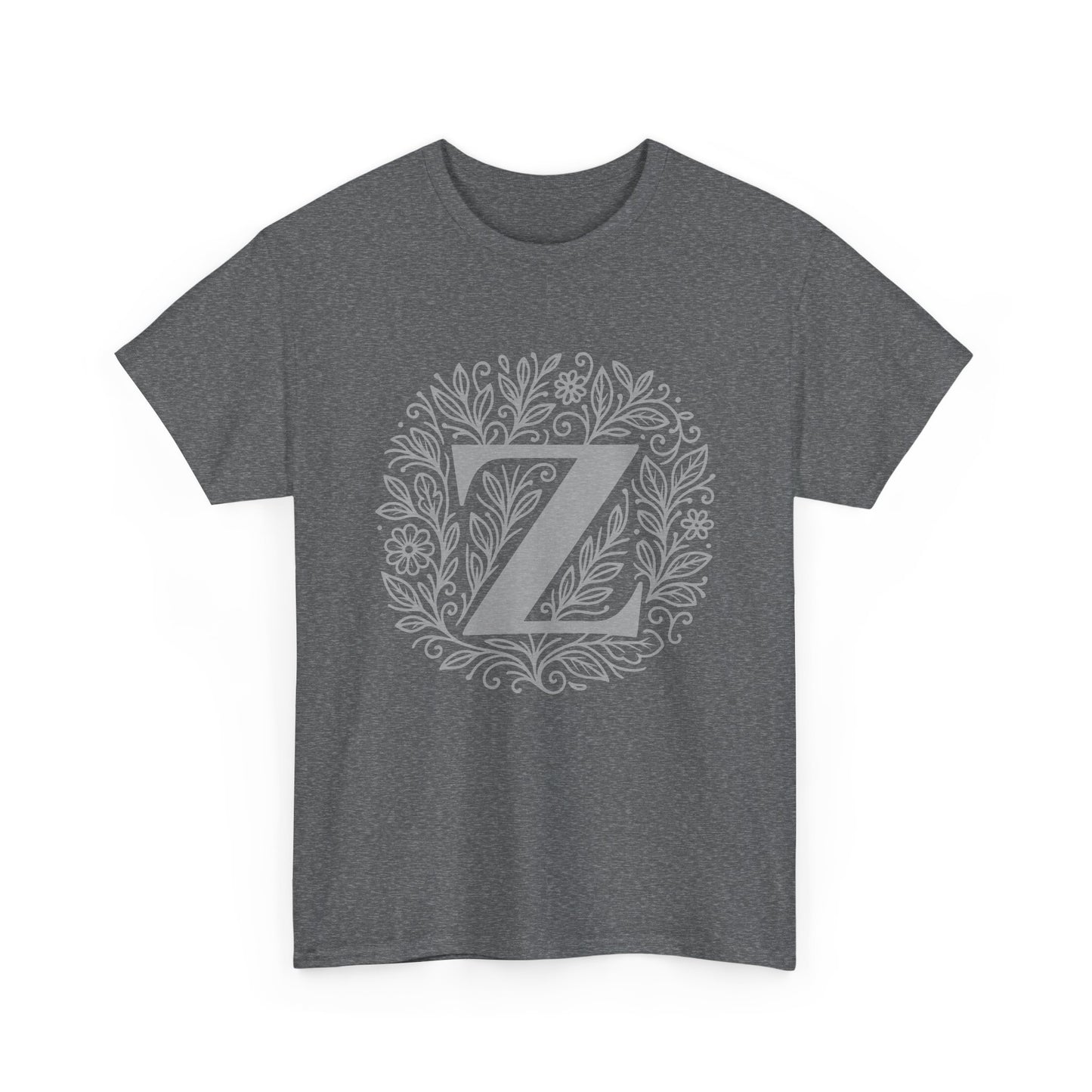 Personalized Initial Z, Unisex Heavy Cotton Tee, Custom Graphic T-Shirt, Gifts for Her, Birthday, Casual Wear, Women's Fashion
