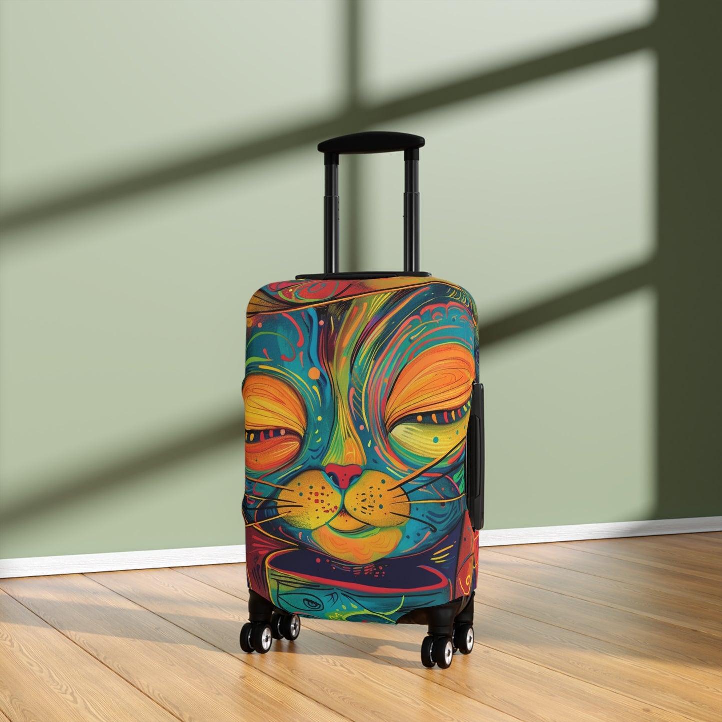 Colorful Cat Luggage Cover – Vibrant Suitcase Protector, Fun Travel Gear for Pet Lovers, Unique Cat-Themed Baggage Accessory