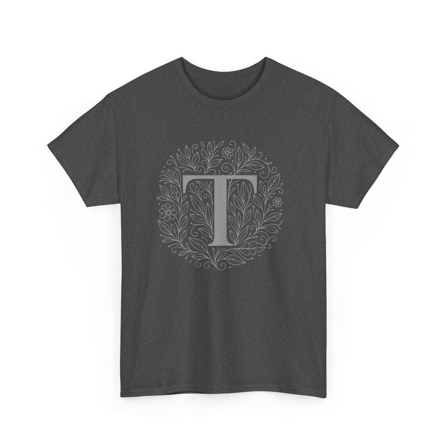 Personalized Initial T, Unisex Heavy Cotton Tee, Custom Graphic T-Shirt, Gifts for Her, Birthday, Casual Wear, Women's Fashion