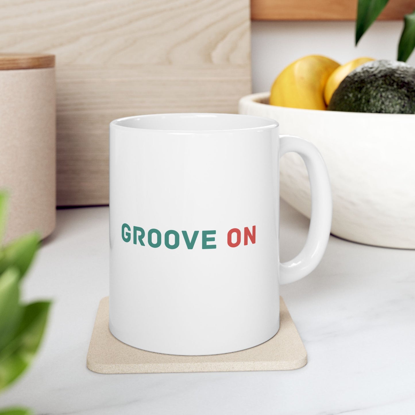 Motivational Coffee Mug | Fun Ceramic Cup with Groove On Quote, Inspirational Gift for Coffee Lovers, 11oz & 15oz Drinkware