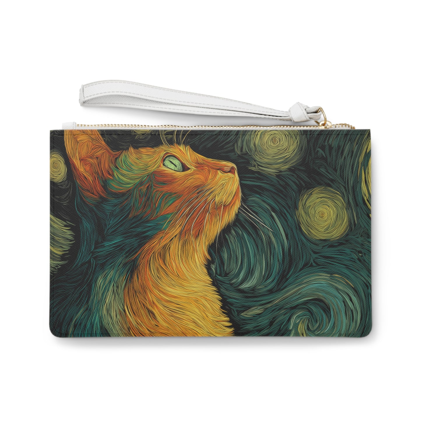 Celestial Cat Clutch Bag – Cosmic Cat Purse, Animal Lover Gift, Cute Travel Accessory, Stylish Zipper Bag