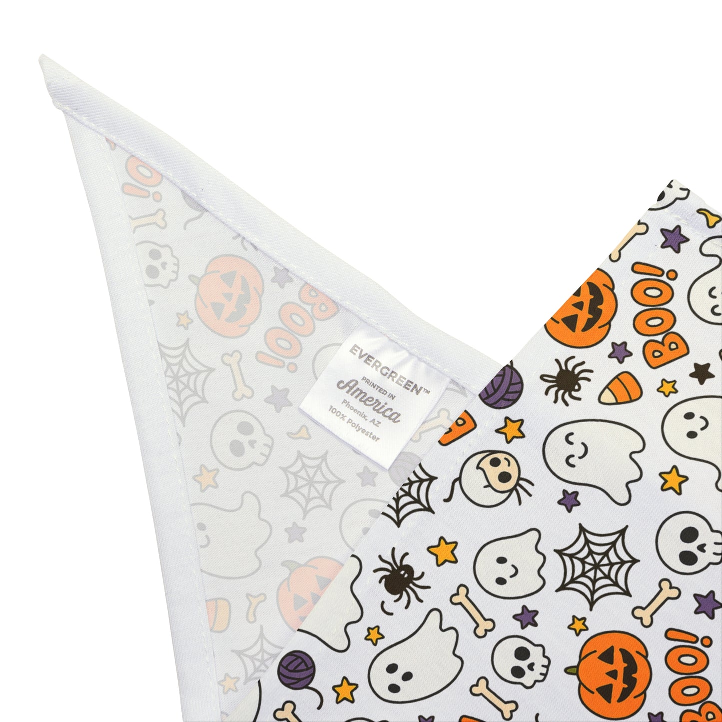 Halloween Pet Bandana Ghost & Pumpkin Dog Scarf, Cute Cat Accessory, Spooky 27x13 Polyester Bandana