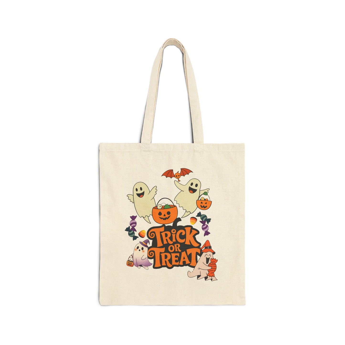 Halloween Cotton Canvas Tote Bag, Trick or Treat Shopper Bag, Eco-Friendly Gift, Spooky Decoration, Halloween Party Favor