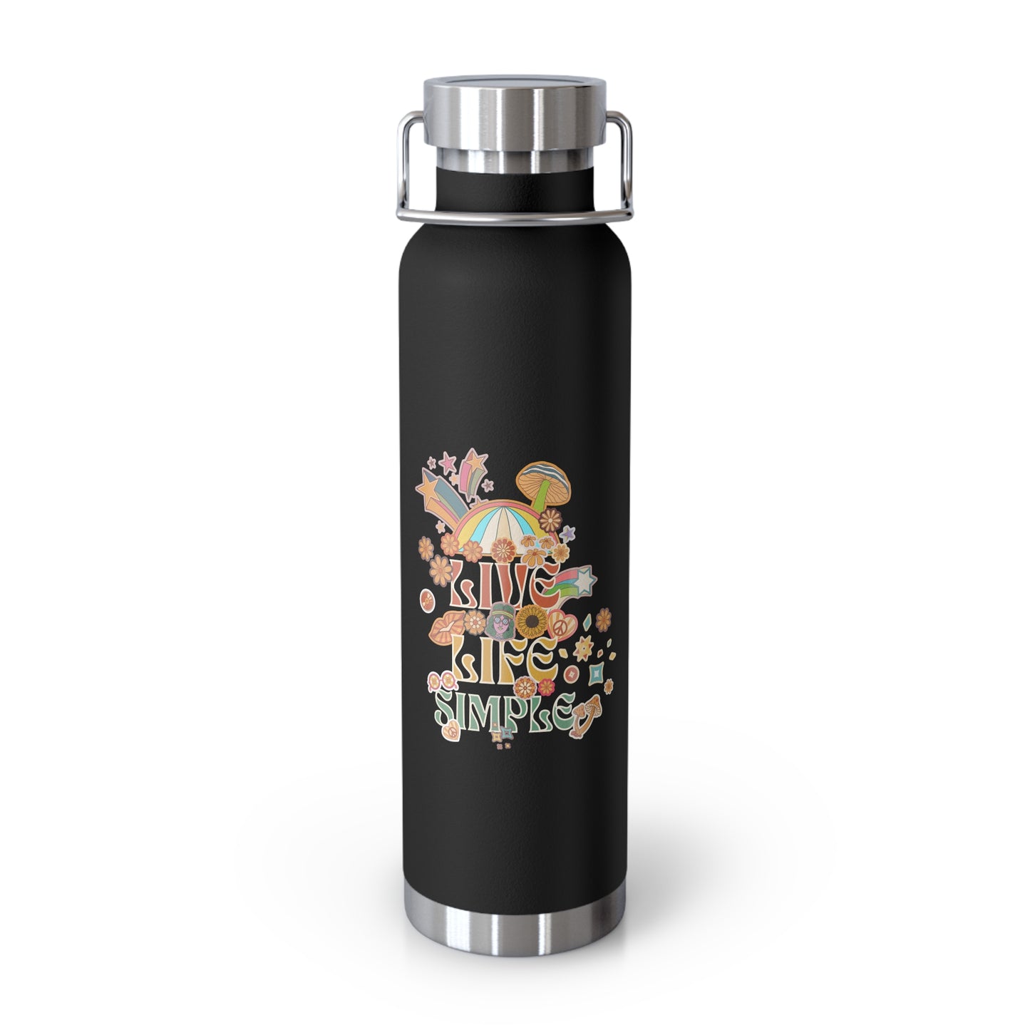 Adventure Awaits Water Bottle | 22oz Copper Vacuum Bottle, Live Life Simple Hiking & Outdoor Gift