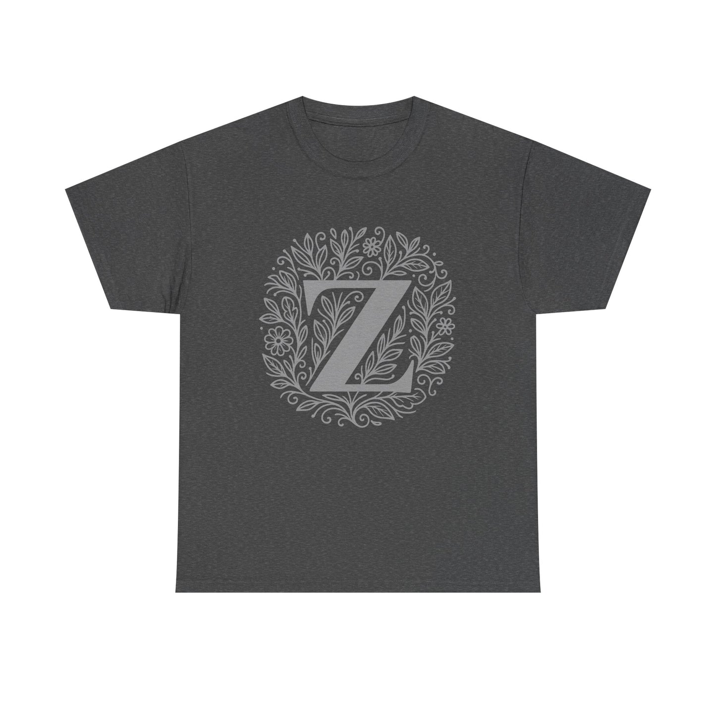 Personalized Initial Z, Unisex Heavy Cotton Tee, Custom Graphic T-Shirt, Gifts for Her, Birthday, Casual Wear, Women's Fashion