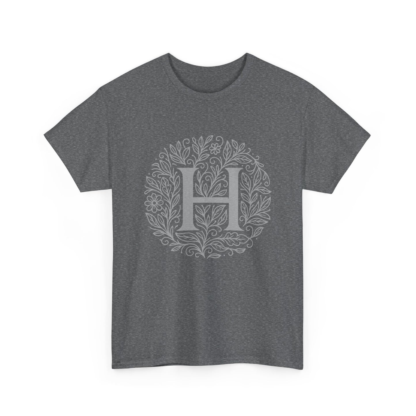 Personalized Initial H, Unisex Heavy Cotton Tee, Custom Graphic T-Shirt, Gifts for Her, Birthday, Casual Wear, Women's Fashion