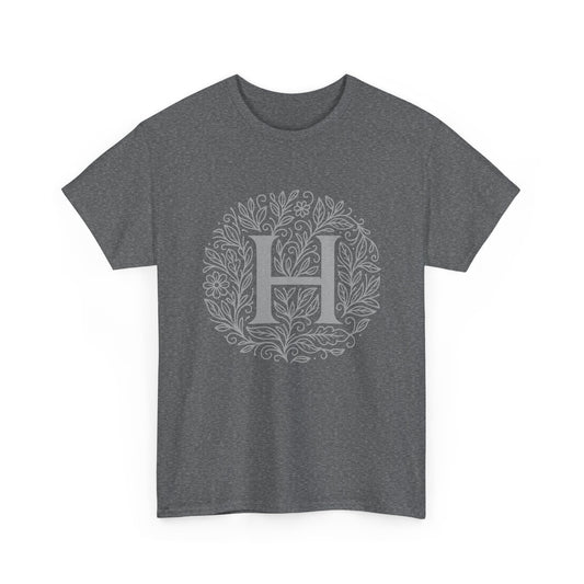 Personalized Initial H, Unisex Heavy Cotton Tee, Custom Graphic T-Shirt, Gifts for Her, Birthday, Casual Wear, Women's Fashion