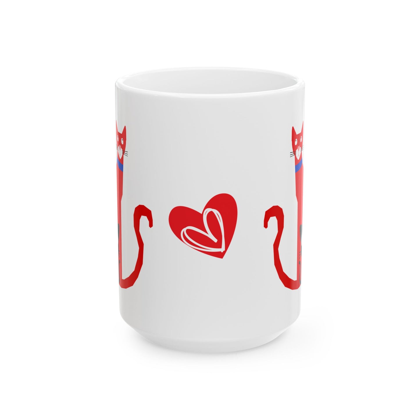 Cute Cat Love Ceramic Mug - Gift for Cat Lovers, Pet Owners, Coffee Enthusiasts, Valentine's Day, Birthday