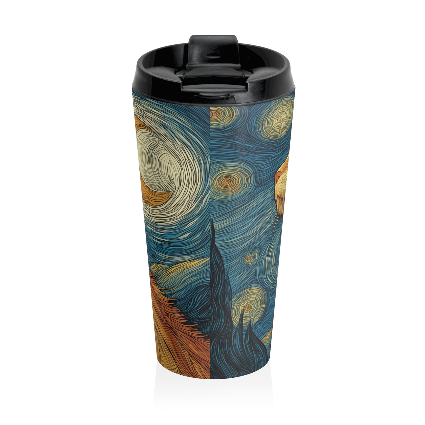 Artistic Pet Travel Mug – Stainless Steel Coffee Tumbler for Dog & Cat Lovers, Animal Lover Gift, Reusable Drinkware for Home & Travel