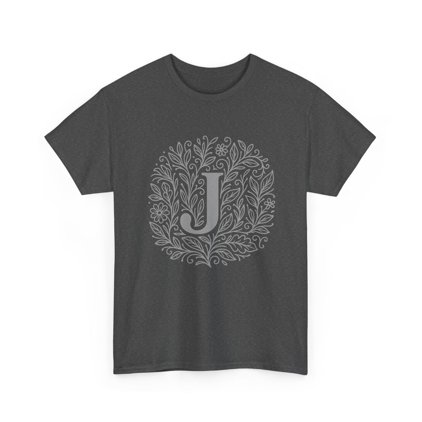 Personalized Initial J, Unisex Heavy Cotton Tee, Custom Graphic T-Shirt, Gifts for Her, Birthday, Casual Wear, Women's Fashion