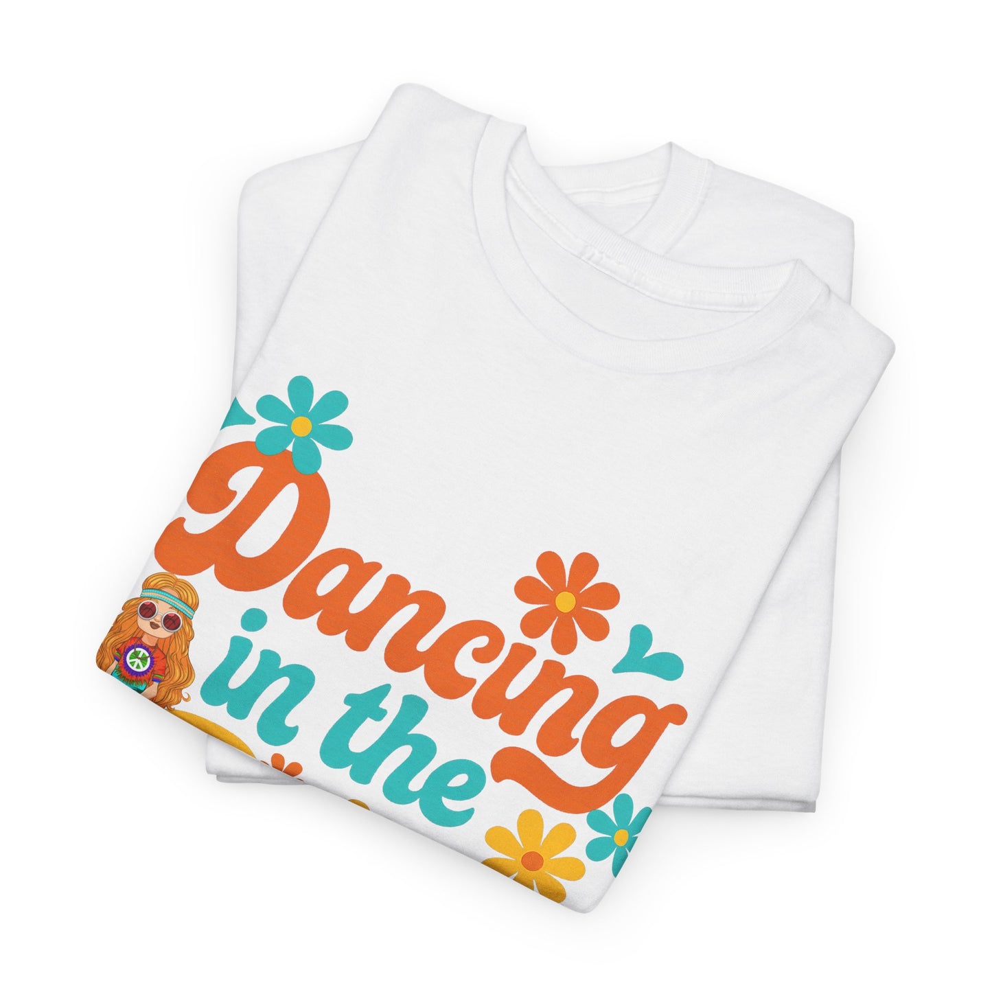 Dancing in the Daisies Tee, Unisex Heavy Cotton Shirt, Boho Floral Graphic T-Shirt, Nature Lover Gift, Casual Summer Top