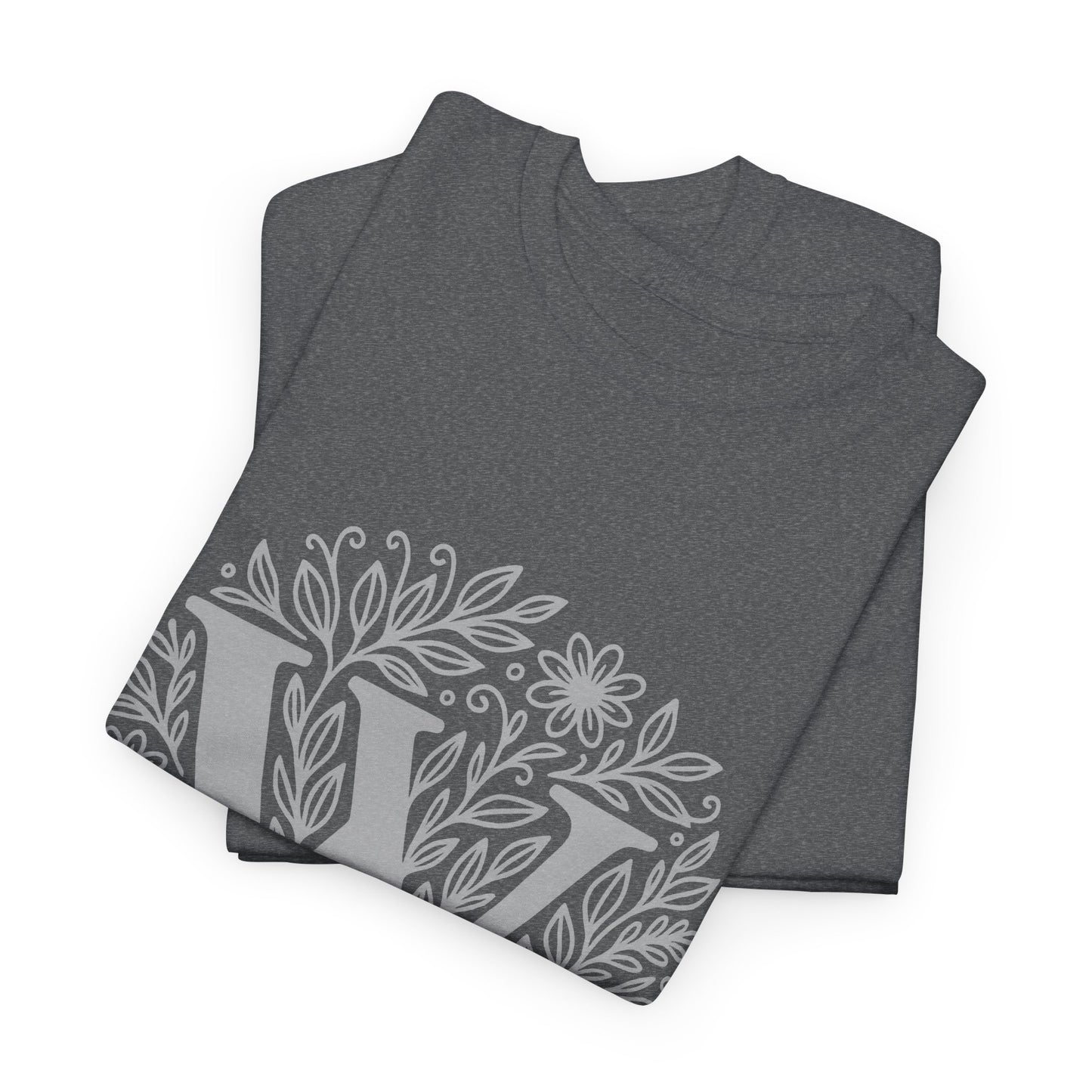 Personalized Initial W, Unisex Heavy Cotton Tee, Custom Graphic T-Shirt, Gifts for Her, Birthday, Casual Wear, Women's Fashion
