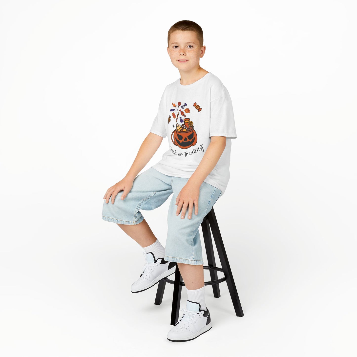Kids Halloween T-Shirt Trick or Treat Tee, Spooky Kids Costume Shirt, Fun Halloween Top, Cute Fall Festival Apparel