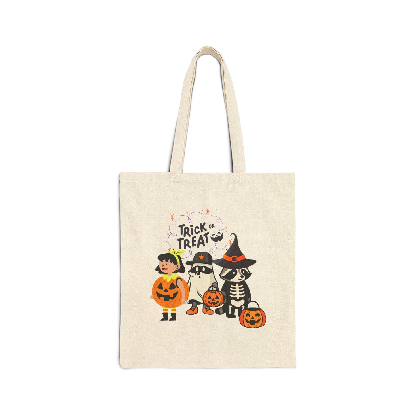 Halloween Trick or Treat Canvas Tote Bag | Eco-Friendly Shopping Bag, Spooky Gift, Reusable Trick or Treat Bag, Fall Festival Accessory