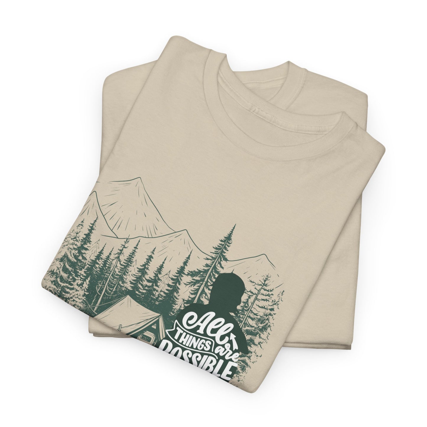 Adventure Awaits Camping Tee - Unisex Heavy Cotton Shirt, Outdoor Apparel, Nature Lover Gift, Hiking T-Shirt, Gift for Campers