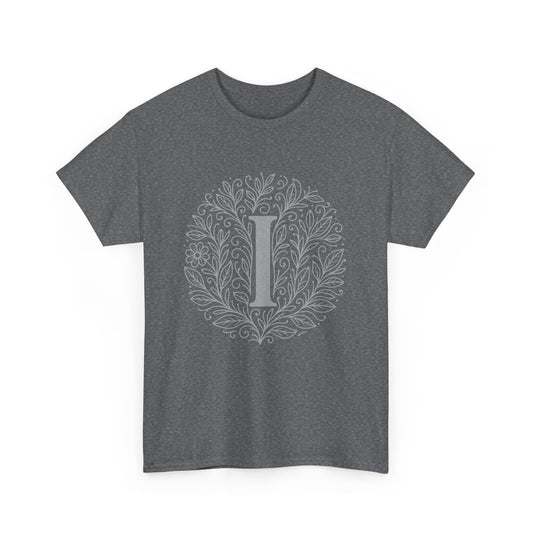 Personalized Initial I, Unisex Heavy Cotton Tee, Custom Graphic T-Shirt, Gifts for Her, Birthday, Casual Wear, Women's Fashion