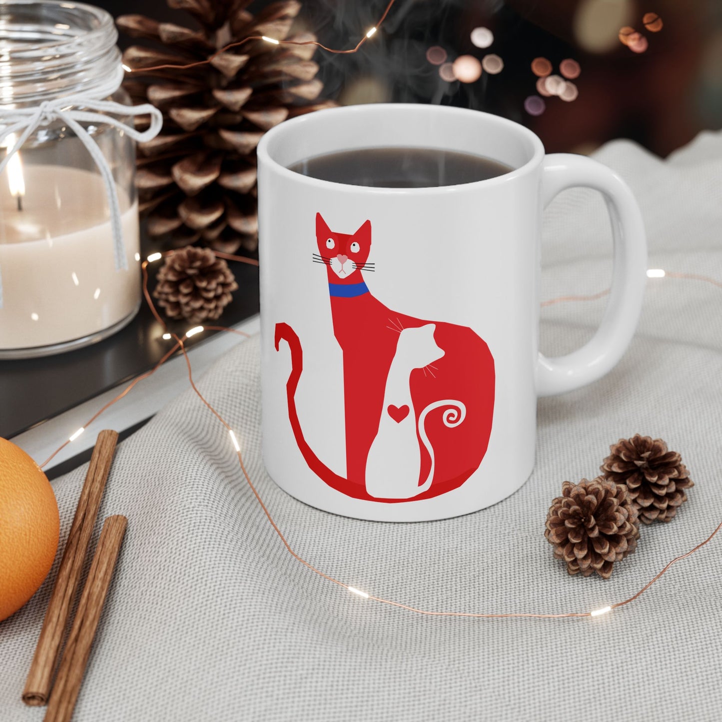 Cute Cat Ceramic Mug | Cat Lover Gift, Coffee & Tea Cup, Pet Owner Present, Cat Themed Home Decor, Gift for Her
