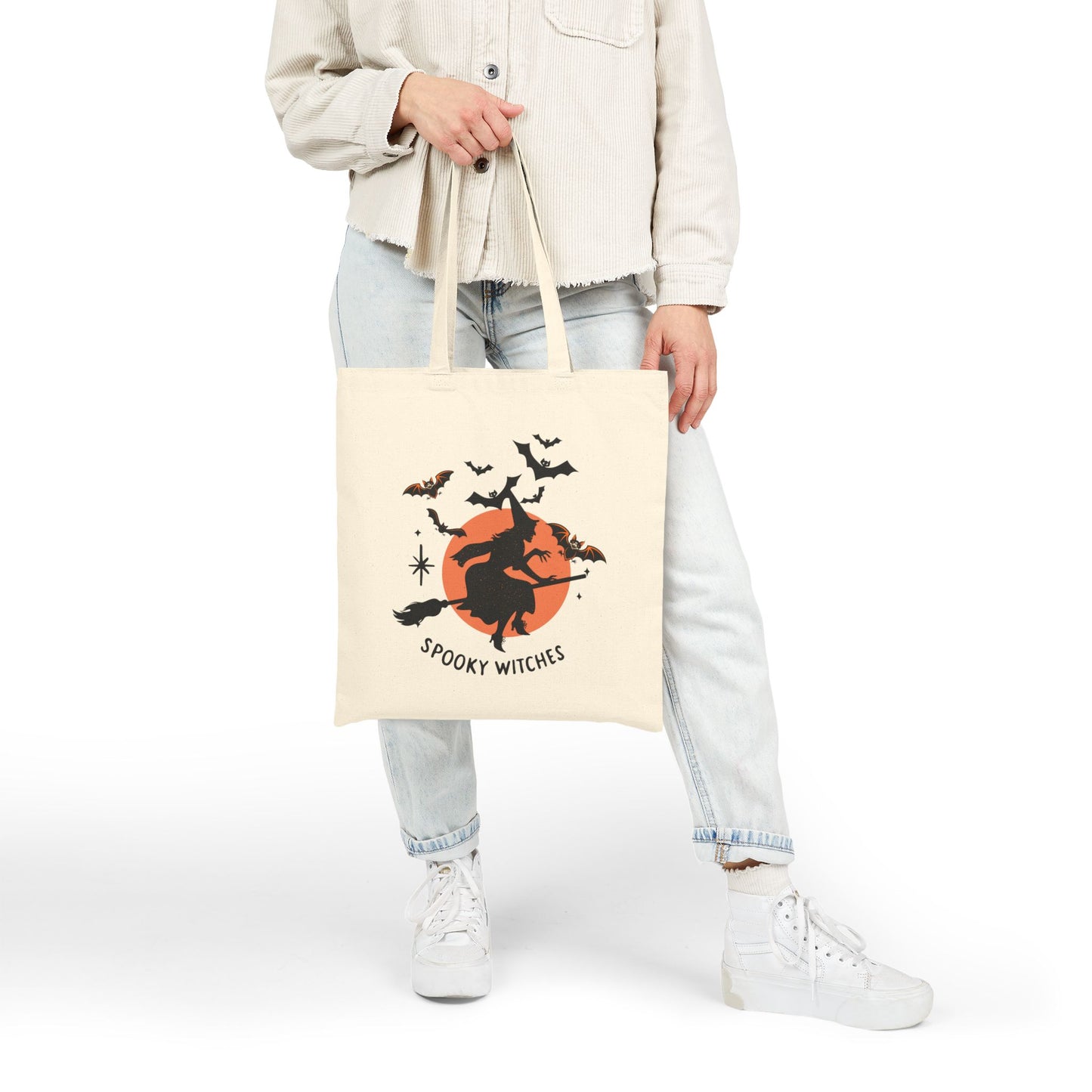 Spooky Witches Tote Bag, Halloween Canvas Bag, Eco Friendly Grocery Tote, Witchy Gift Idea, Fall Reusable Shopping Bag