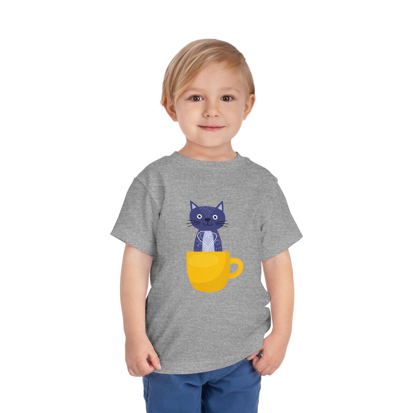 Cute Cat in Cup Toddler T-Shirt, Fun Kids Tee, Playful Gift, Perfect for Birthdays, Cat Lovers, Everyday Wear