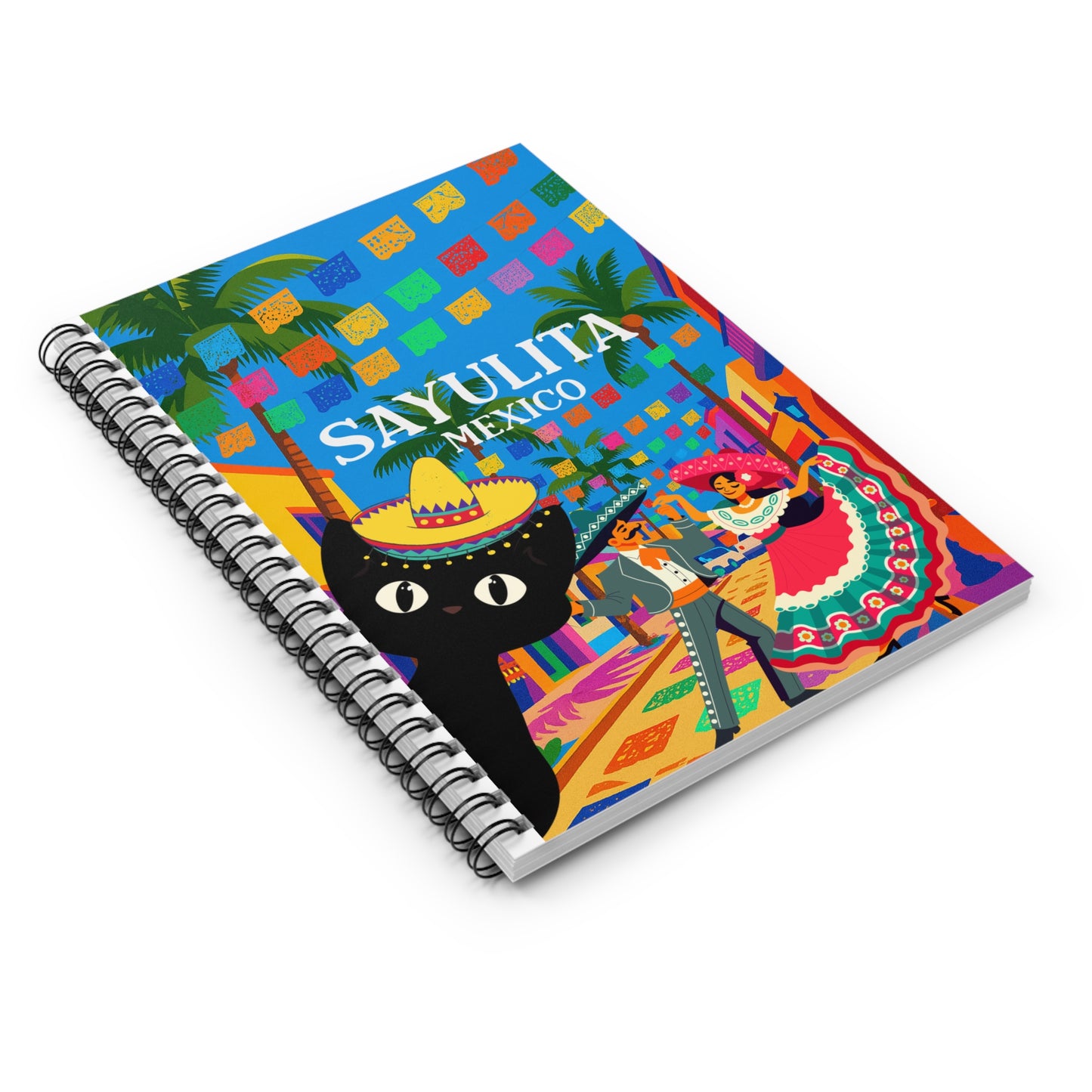 Sayulita Spiral Notebook – Vibrant Mexico Journal, Colorful Travel Gift, Creative Writing Pad, Festival-Inspired Stationery