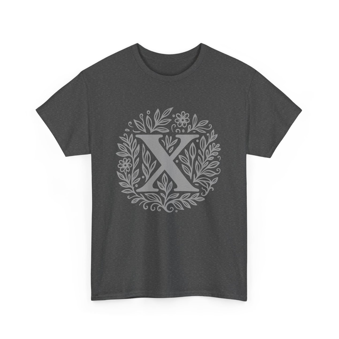 Personalized Initial X, Unisex Heavy Cotton Tee, Custom Graphic T-Shirt, Gifts for Her, Birthday, Casual Wear, Women's Fashion