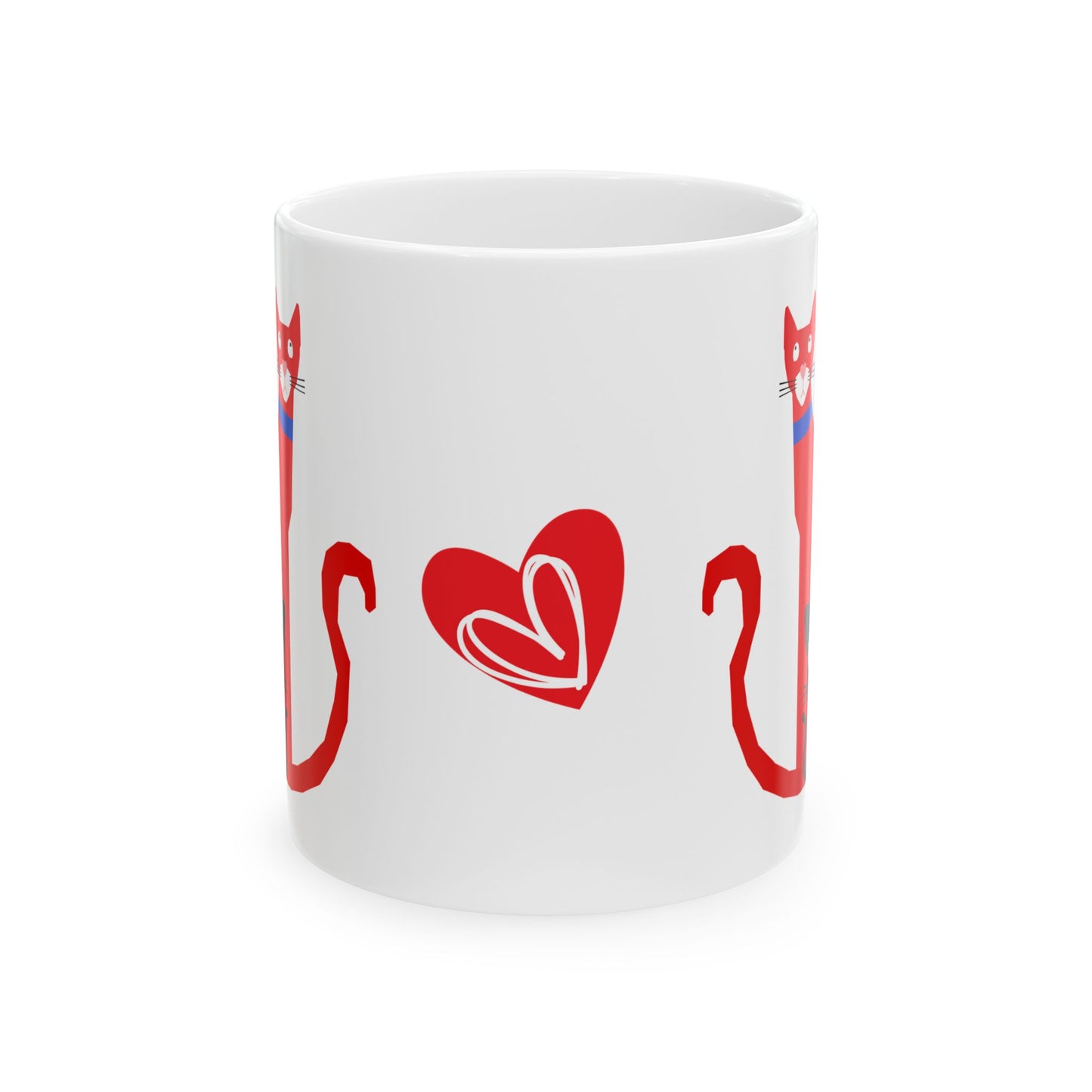 Cute Cat Love Ceramic Mug - Gift for Cat Lovers, Pet Owners, Coffee Enthusiasts, Valentine's Day, Birthday