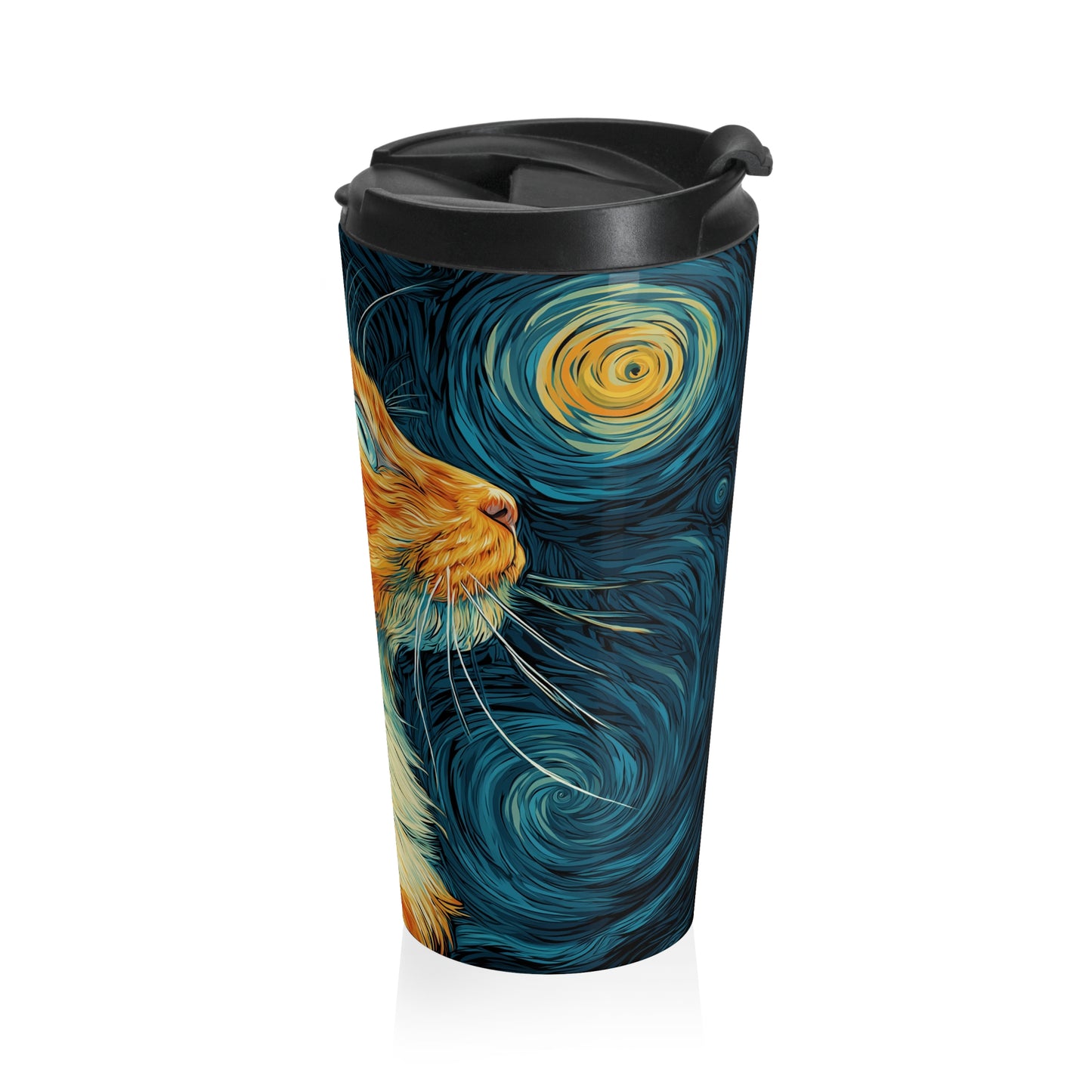 Artistic Cat Travel Mug – Stainless Steel Tumbler for Cat Lovers, Unique Coffee Gift, Pet Owner Travel Cup
