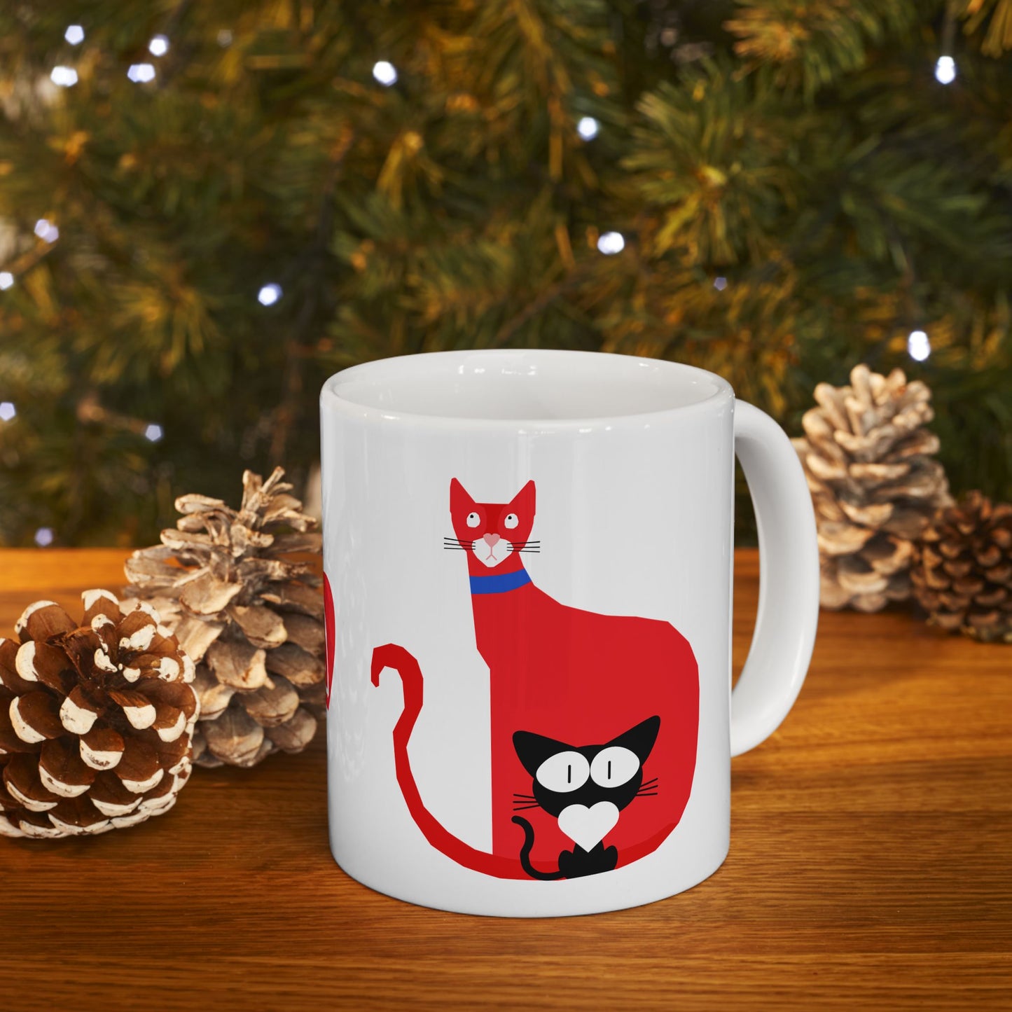 Cute Cat Love Ceramic Mug - Gift for Cat Lovers, Pet Owners, Coffee Enthusiasts, Valentine's Day, Birthday