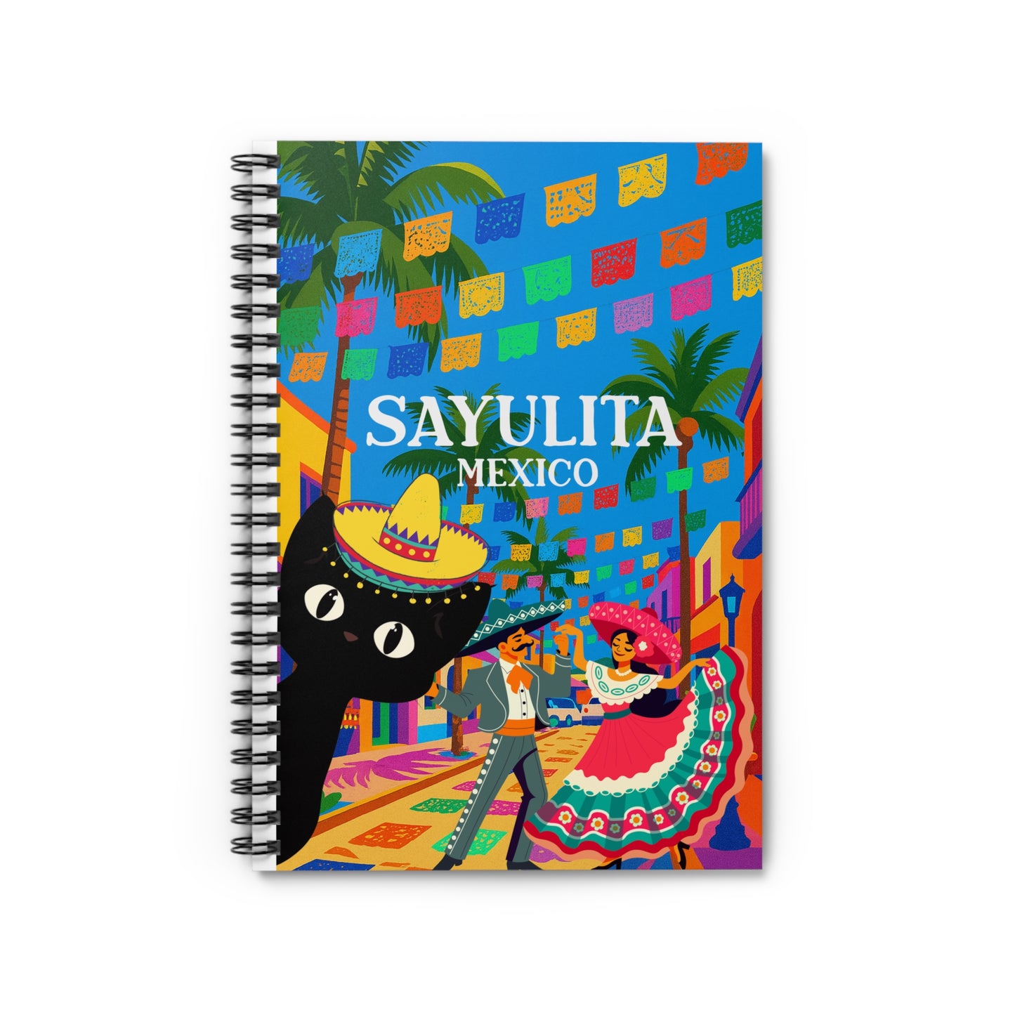 Sayulita Spiral Notebook – Vibrant Mexico Journal, Colorful Travel Gift, Creative Writing Pad, Festival-Inspired Stationery