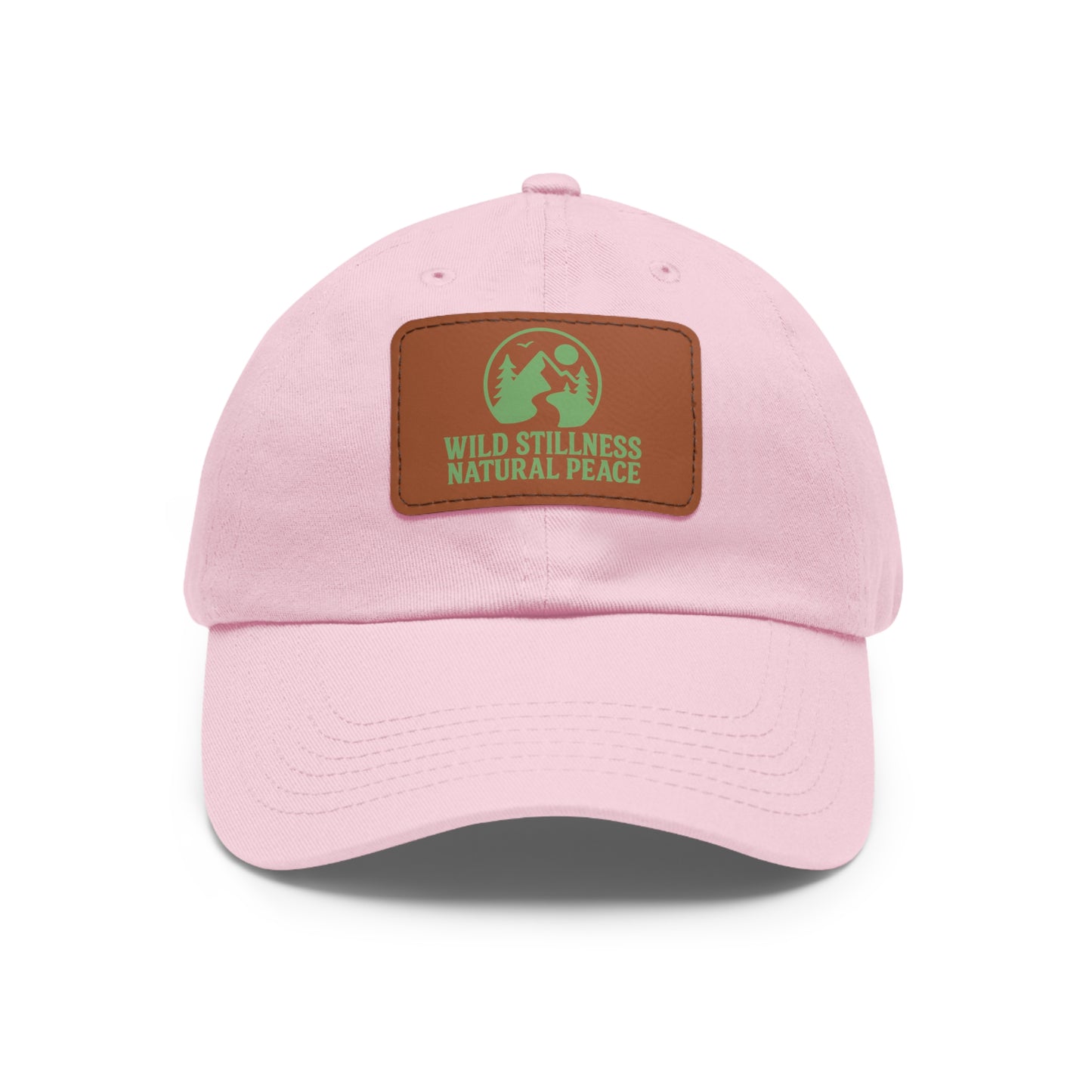 Leather Patch Dad Hat - Wild Stillness, Casual Style for Outdoor Lovers, Gifts for Dad, Unique Father's Day Hat, Nature-Themed Cap