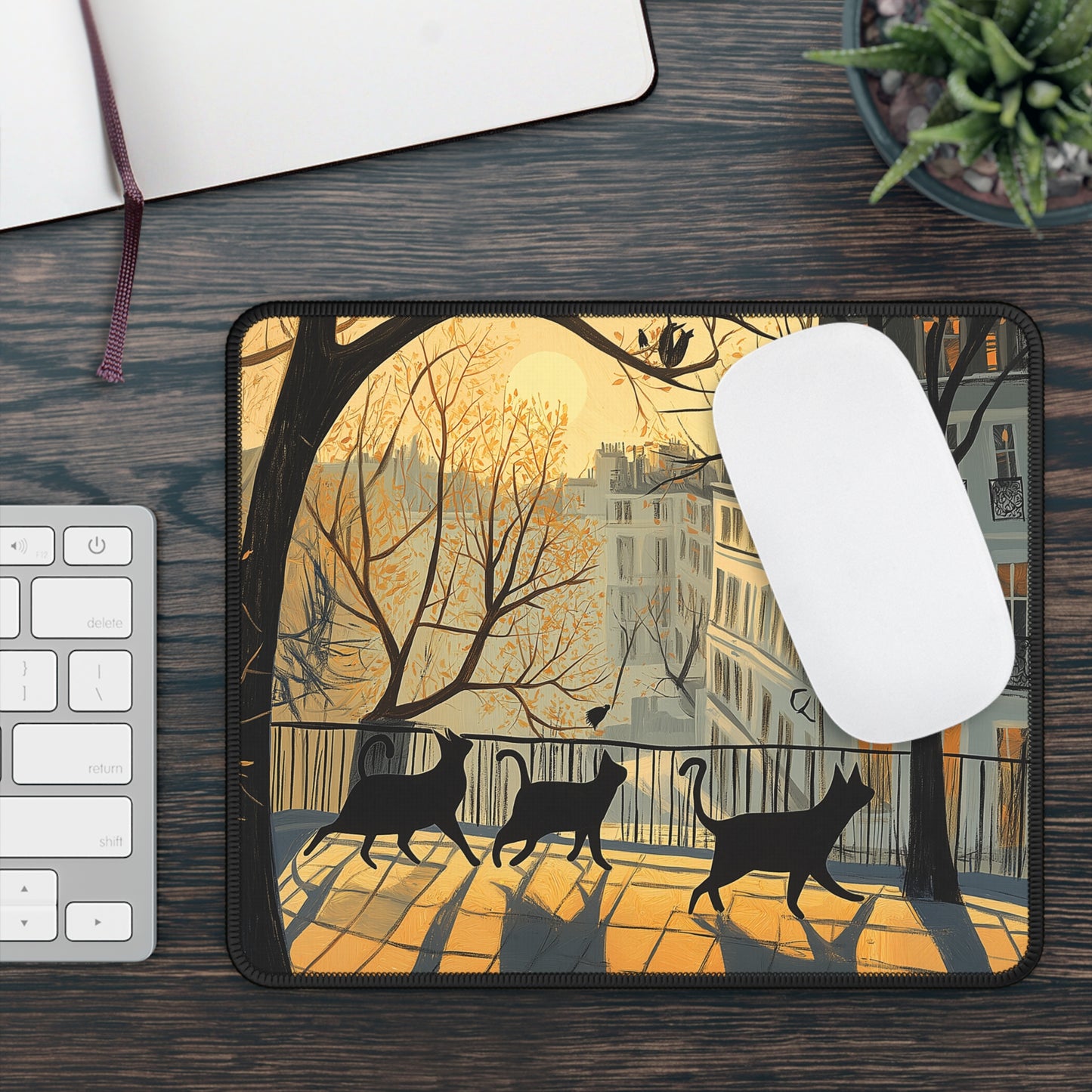 Cat Silhouette Gaming Mouse Pad - Cozy Workspace Decor, Ideal for Gamers, Cat Lovers, Home Offices, Gifts