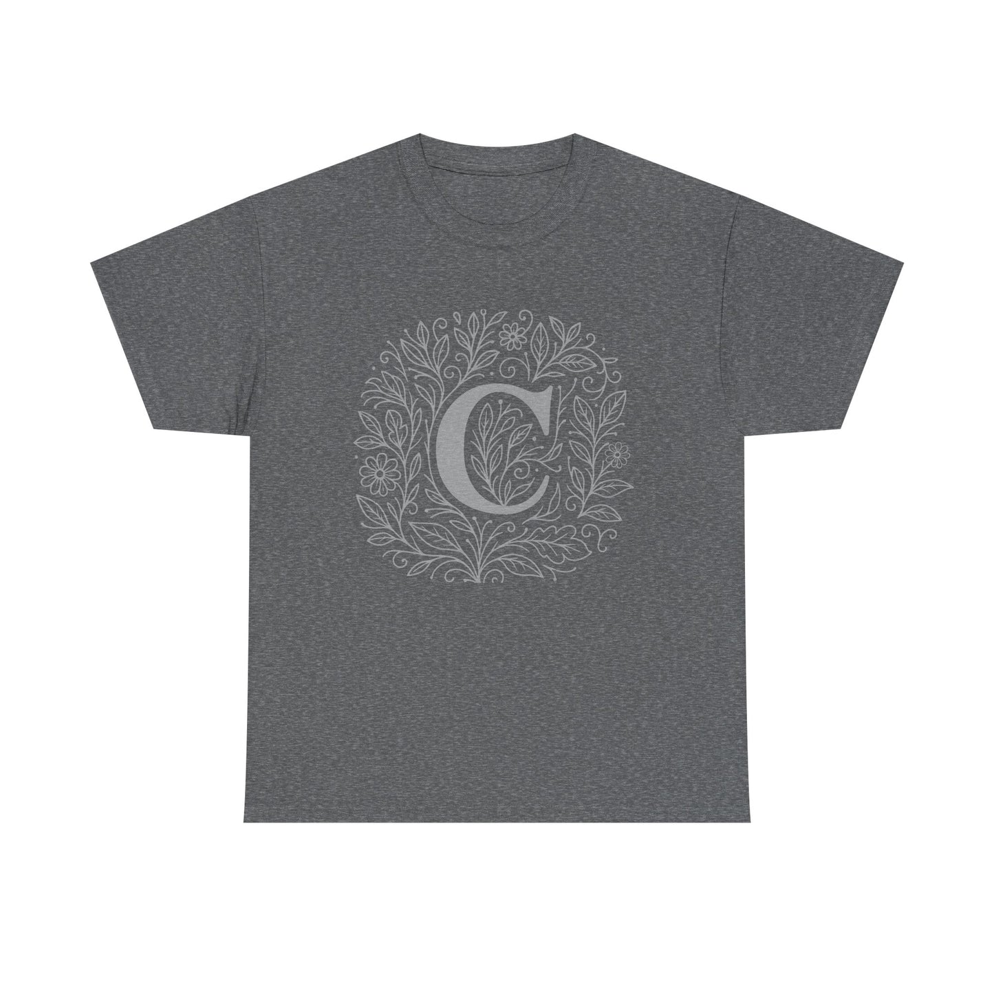 Personalized Initial C, Unisex Heavy Cotton Tee, Custom Graphic T-Shirt, Gifts for Her, Birthday, Casual Wear, Women's Fashion