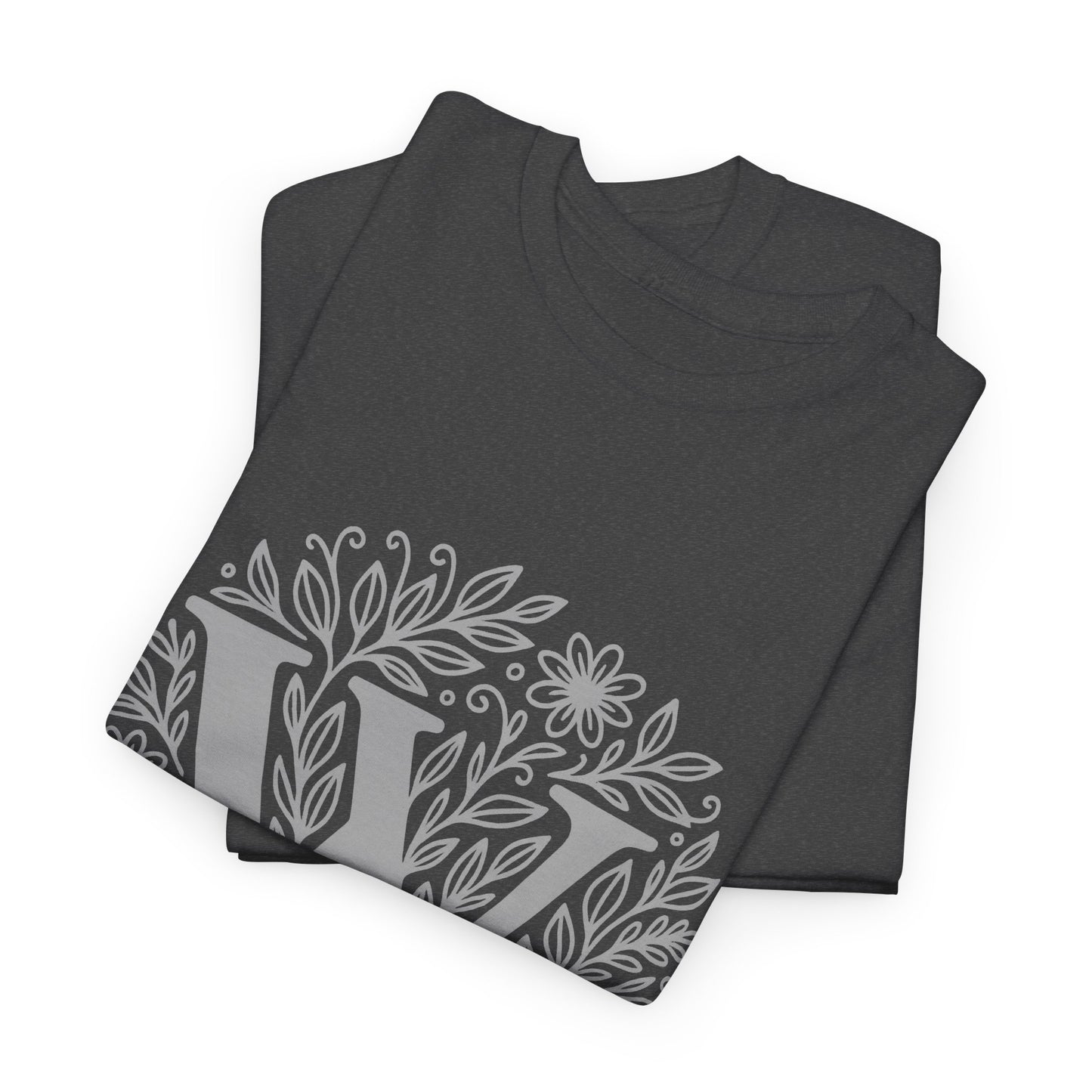 Personalized Initial W, Unisex Heavy Cotton Tee, Custom Graphic T-Shirt, Gifts for Her, Birthday, Casual Wear, Women's Fashion