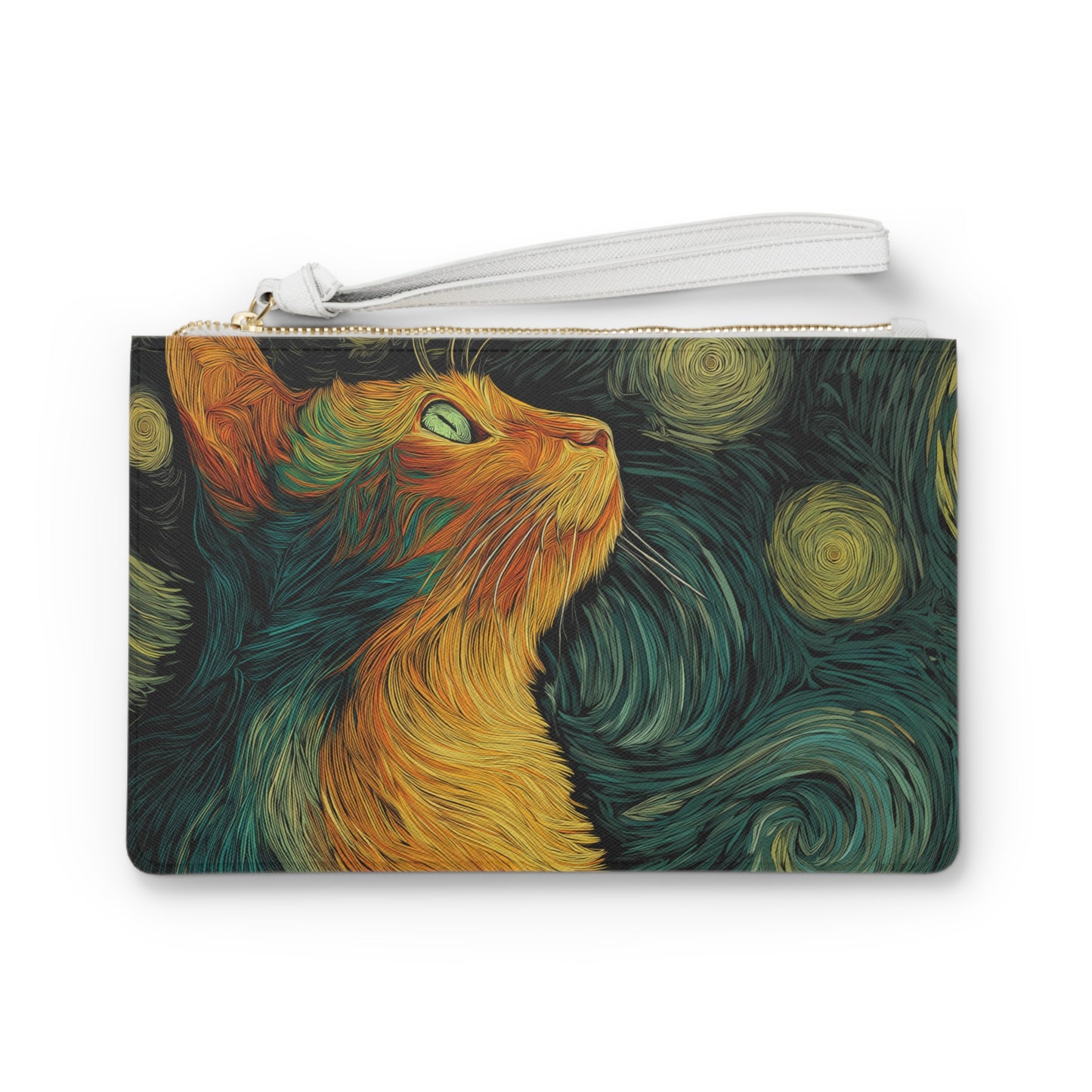 Celestial Cat Clutch Bag – Cosmic Cat Purse, Animal Lover Gift, Cute Travel Accessory, Stylish Zipper Bag