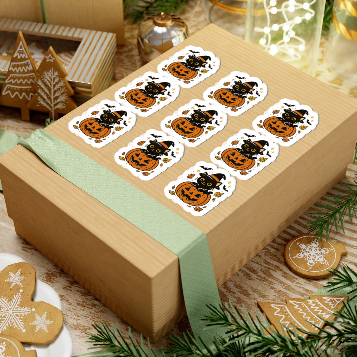 Cute Halloween Cat Stickers, Perfect for Scrapbooking, Gift Wrapping, Laptop, Water Bottle, Journal Decor