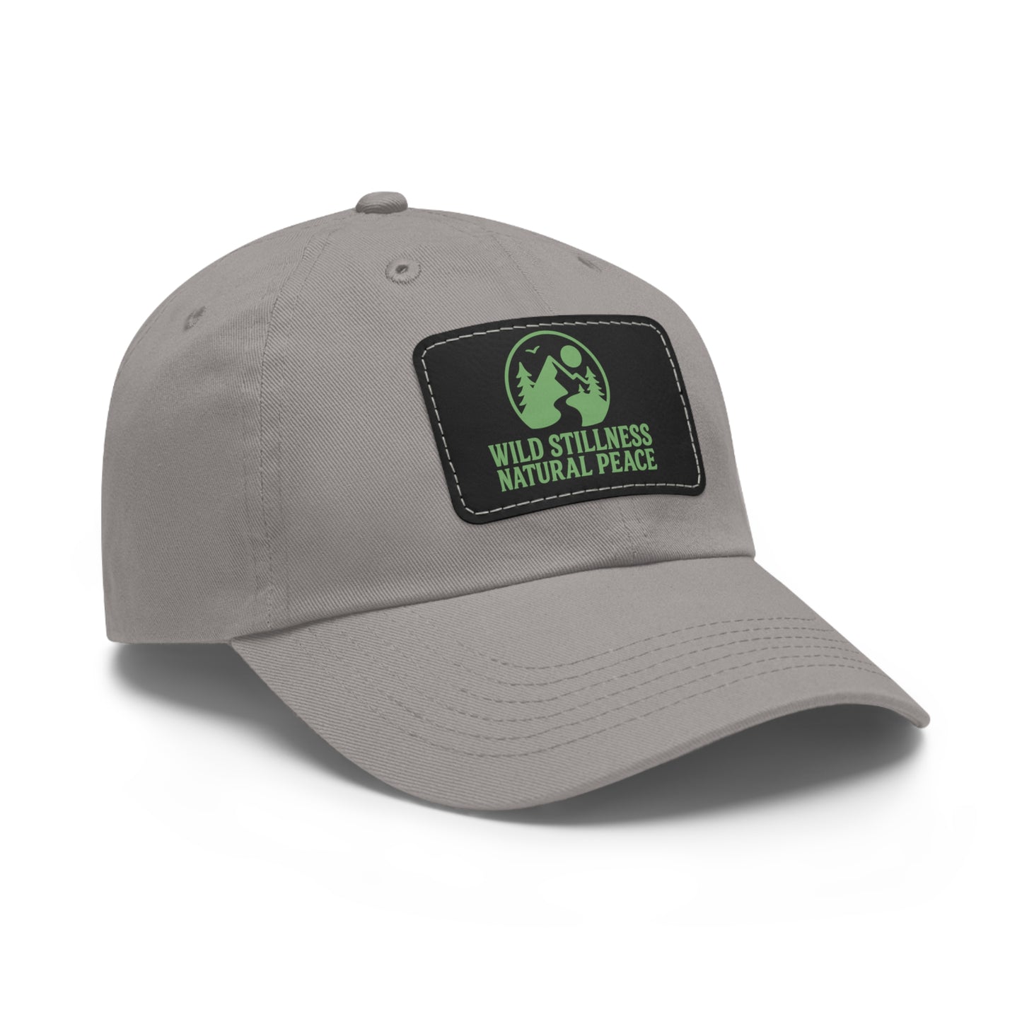 Leather Patch Dad Hat - Wild Stillness, Casual Style for Outdoor Lovers, Gifts for Dad, Unique Father's Day Hat, Nature-Themed Cap