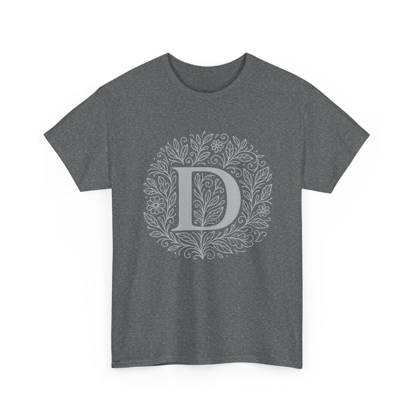 Personalized Initial D, Unisex Heavy Cotton Tee, Custom Graphic T-Shirt, Gifts for Her, Birthday, Casual Wear, Women's Fashion