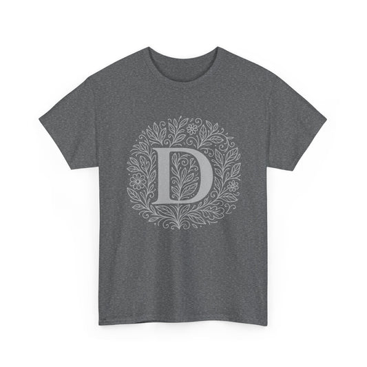 Personalized Initial D, Unisex Heavy Cotton Tee, Custom Graphic T-Shirt, Gifts for Her, Birthday, Casual Wear, Women's Fashion