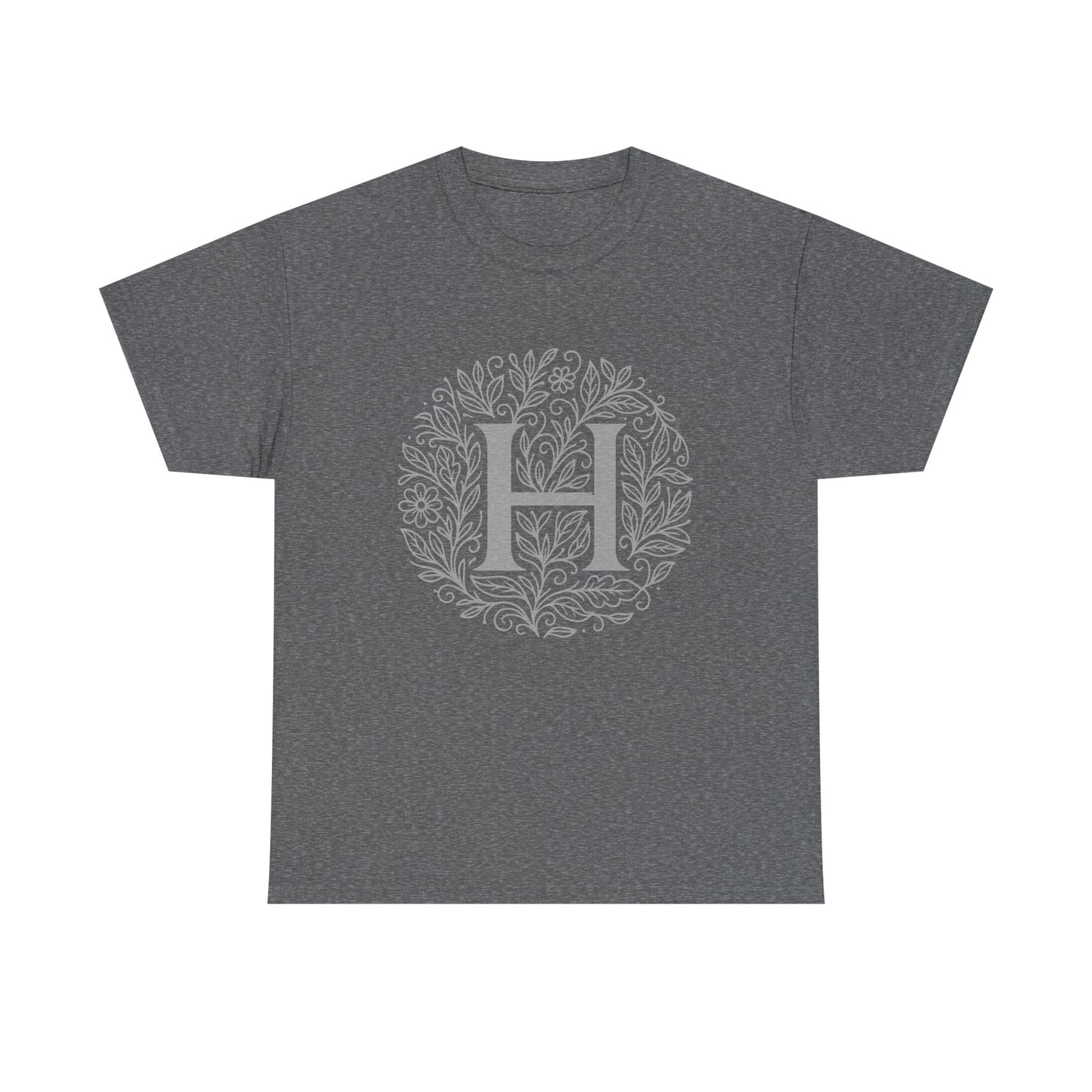 Personalized Initial H, Unisex Heavy Cotton Tee, Custom Graphic T-Shirt, Gifts for Her, Birthday, Casual Wear, Women's Fashion
