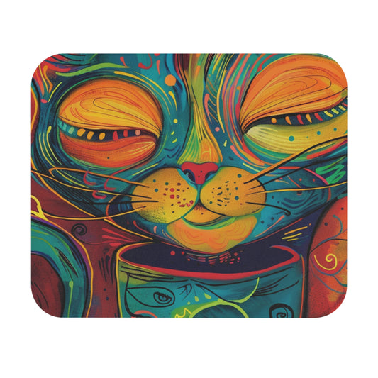 Vibrant Cat Art Mouse Pad – Colorful Desk Accessory for Cat Lovers | Unique Home Office Decor & Fun Computer Gift