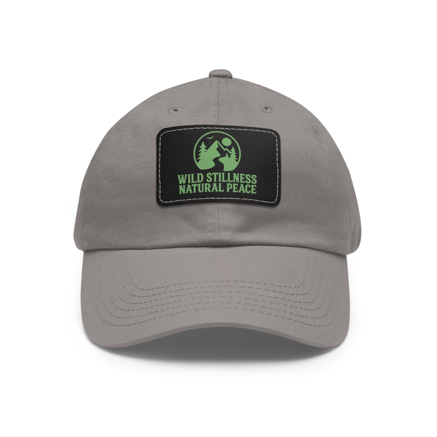 Leather Patch Dad Hat - Wild Stillness, Casual Style for Outdoor Lovers, Gifts for Dad, Unique Father's Day Hat, Nature-Themed Cap